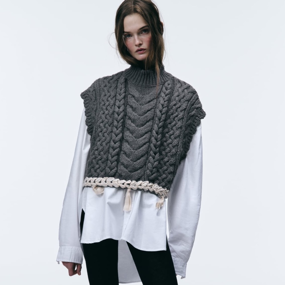 Zara braided knit vest